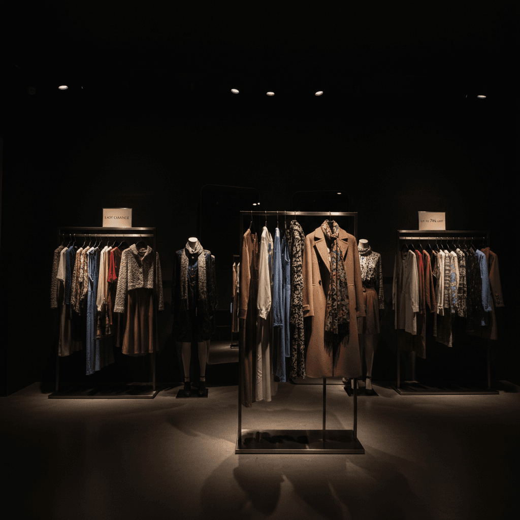 Dark product display with warm accent lighting